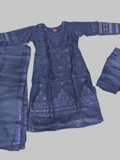Organza Shirt with Embroidered Organza Dupatta & Grip Trouser