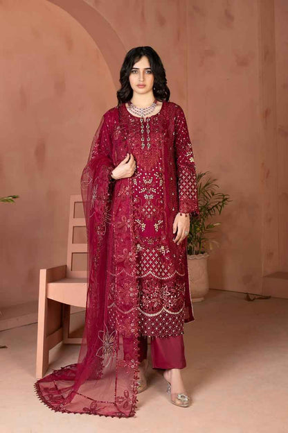 Chiffon Maria B Style Dress | Thread, Sequence & Pearls Work