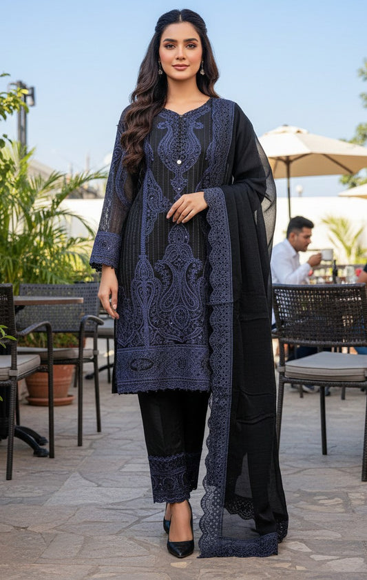 Net Fabric Maria B Article – Grip Trouser with Chiffon Dupatta