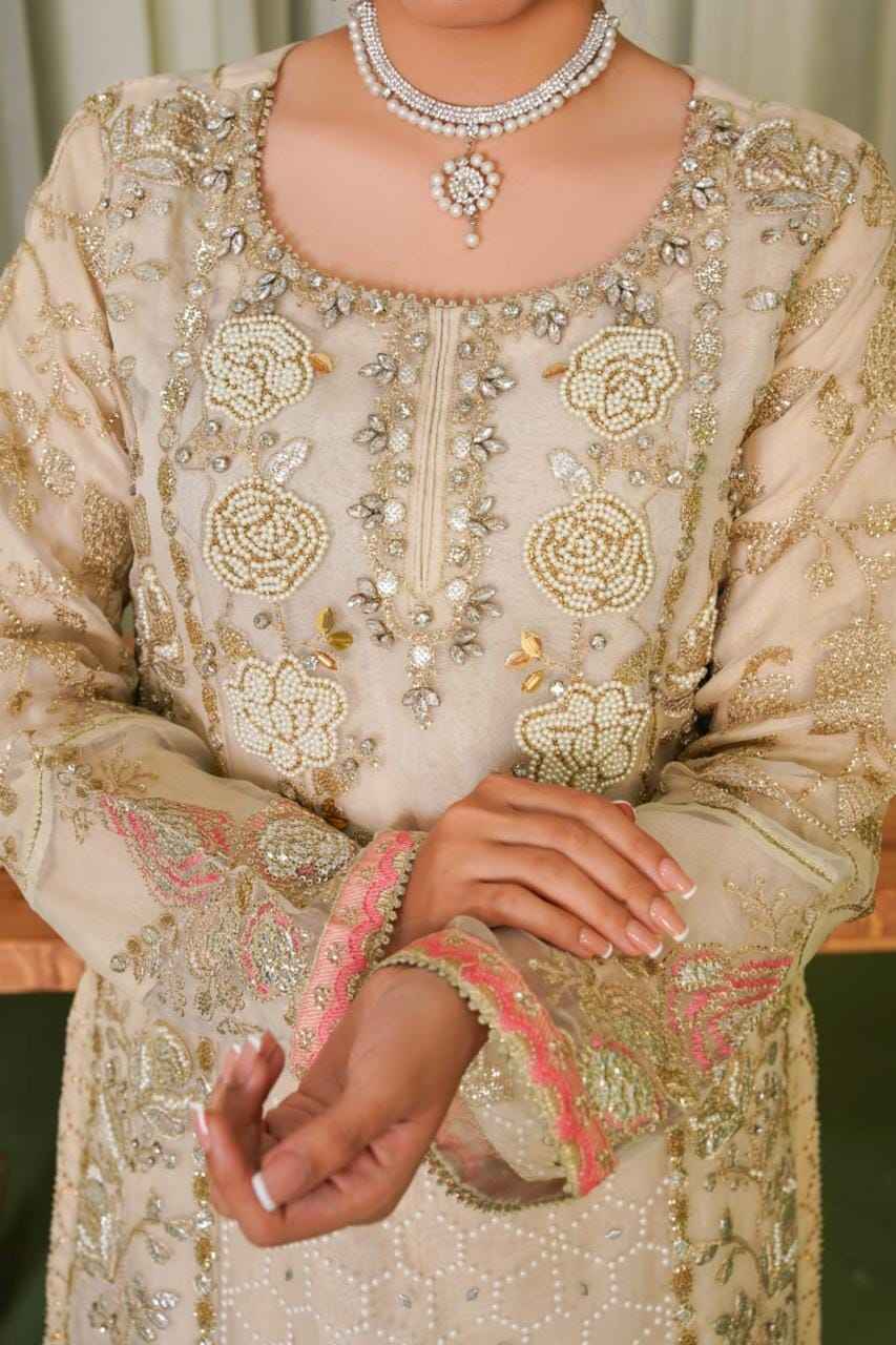 Ready To Wear – Organza Elegance with Graceful Detailing