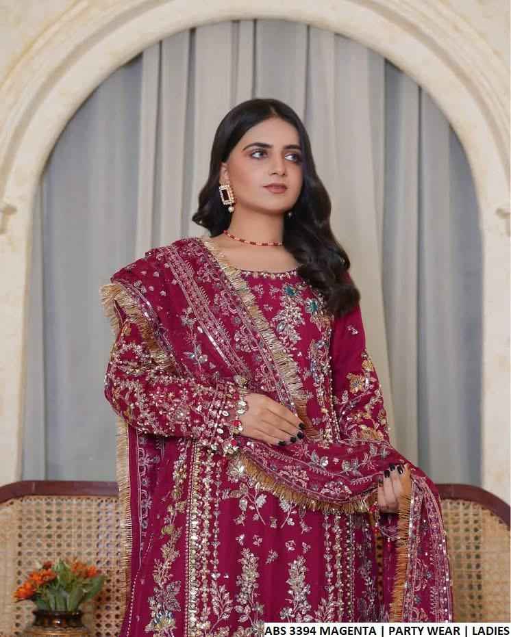 Elegant Heavy Embroidered Chiffon Dress with Dupatta – Luxury Formal Wear