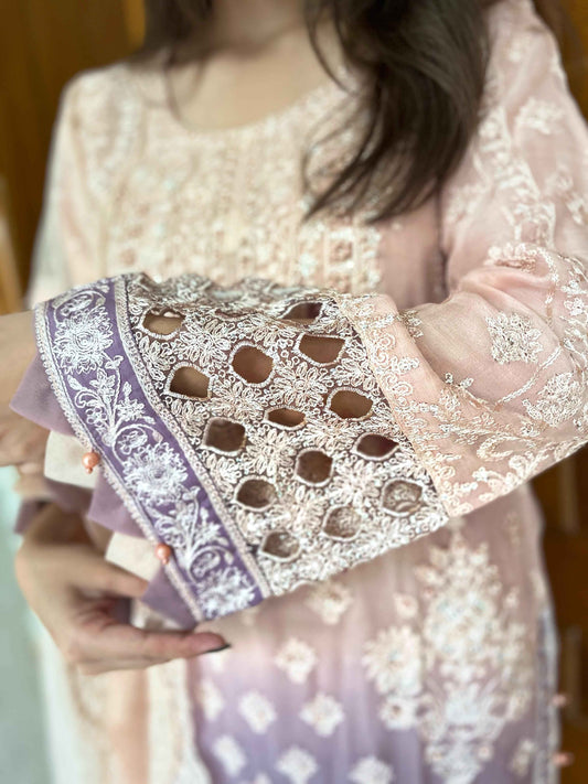 CHIFFON FABRIC 3-PIECE EMBROIDED DRESS