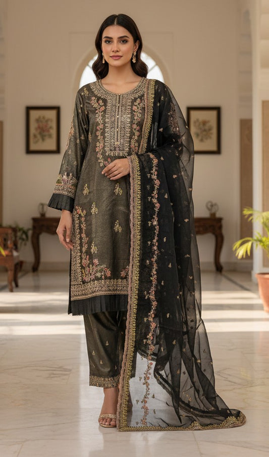Masoori Fabric Embroidered Shirt with Embroidered Dupatta