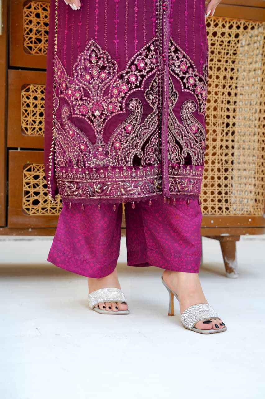 Chiffon Luxury Party Wear Dress – Maria B Inspired | Heavy Embroidered Dupatta