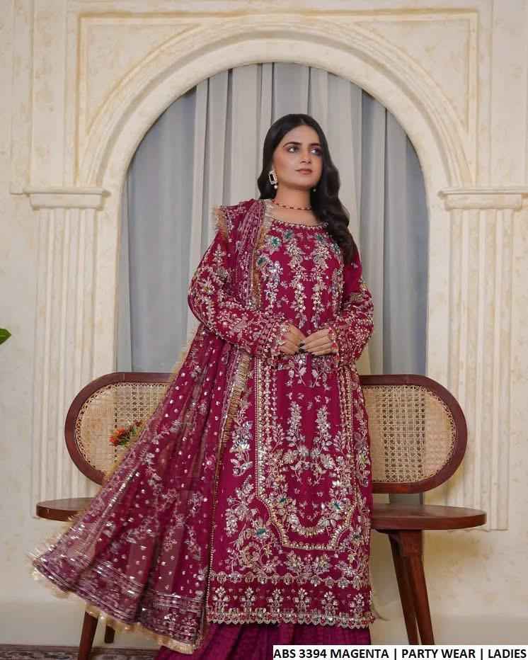 Elegant Heavy Embroidered Chiffon Dress with Dupatta – Luxury Formal Wear