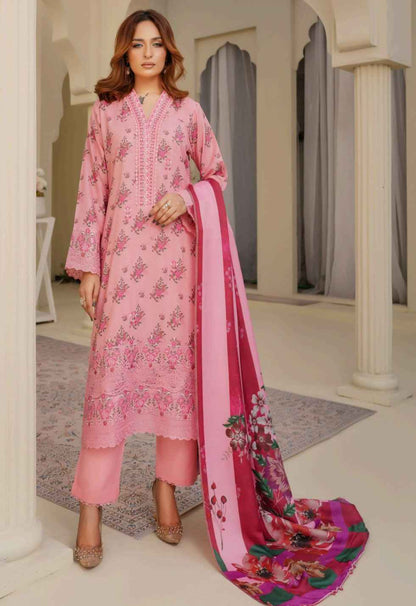 Dhanak Print Fabric Suit | Patch & Boring Work with Printed Shawl – Winter Collection